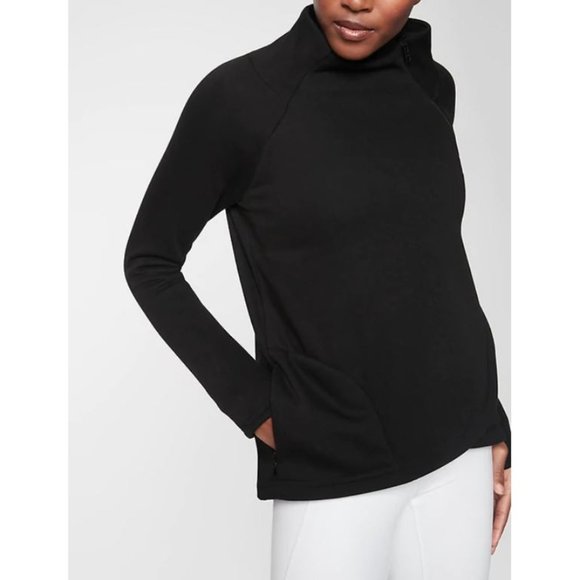 Athleta Cozy Karma Asym Pullover Sweatshirt Black - Picture 3 of 7